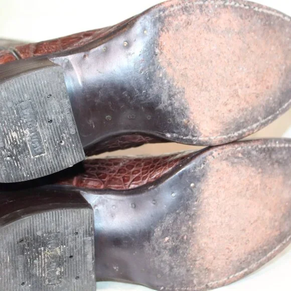 Cowtown Cowboy Boots + Crocodilian-Pattern Leather + Dark Brown + Size 11 - Picture 10 of 12